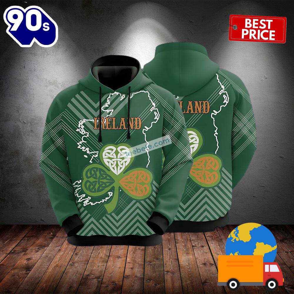 Irish Ireland St Patrick Day Shamrock Green 3D Design Hoodie 2025 Irish Ireland St Patrick Day Shamrock Green 3D Design Hoodie 2025