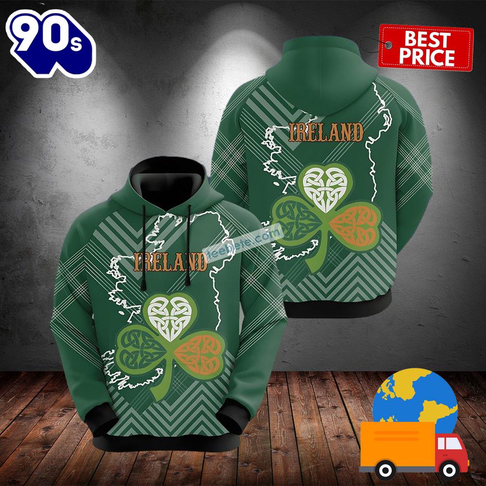 Irish Ireland St Patrick Day Shamrock Green 3D Design Hoodie 2025 Irish Ireland St Patrick Day Shamrock Green 3D Design Hoodie 2025