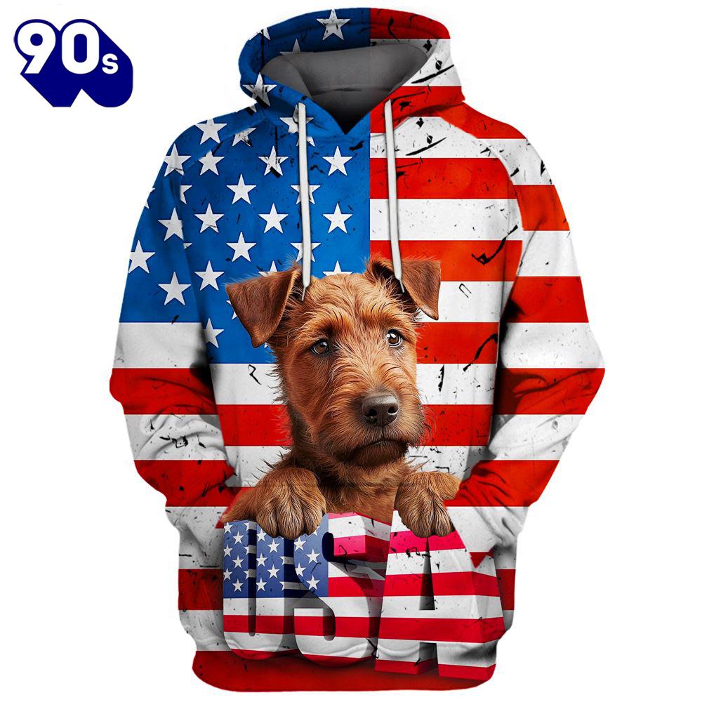 Irish Terrier Dog 3D Face Graphic Premium America Flag Hoodie Gift Christmas Irish Terrier Dog 3D Face Graphic Premium America Flag Hoodie Gift Christmas