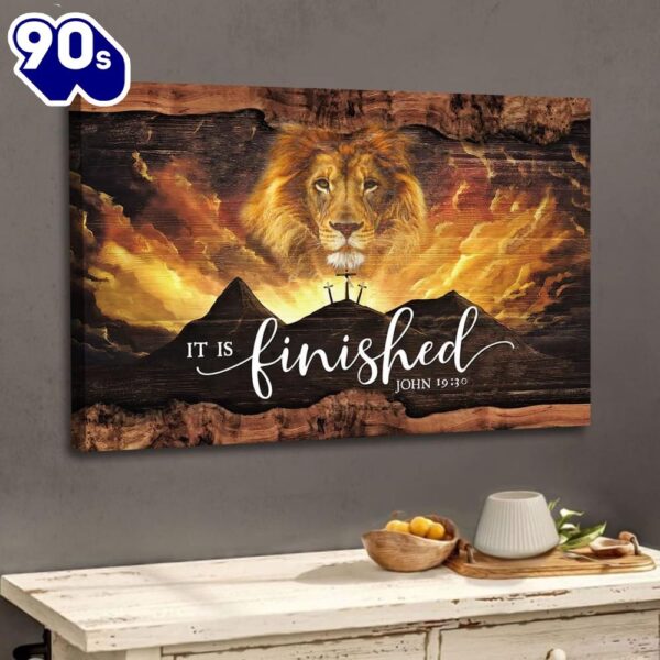 It Is Finished Wall Art, John 1930 Jesus Lion Easter Wall Art Canvas Religious Wall Decor , Christian Gifts Christmas
