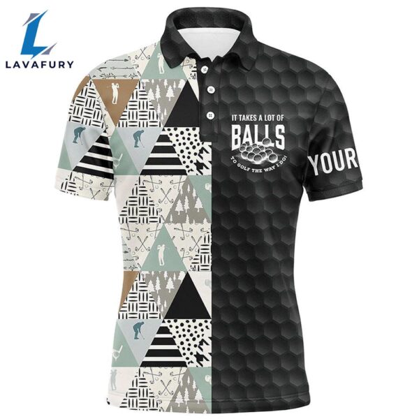 It Takes A Lot Of Balls Geometric Pattern Mens Golf Polo Shirts Customized Golf Gifts   Gift Christmas