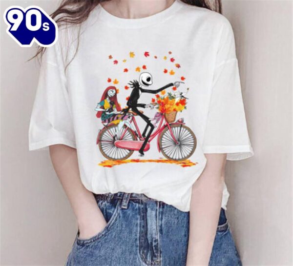 Jack And Sally With Autumn Maple Leaves Shirt, Thanksgiving Gift For Man And Women