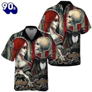 Jack Skellington And Sally Skull Hawaiian Shirt Gift Xmas