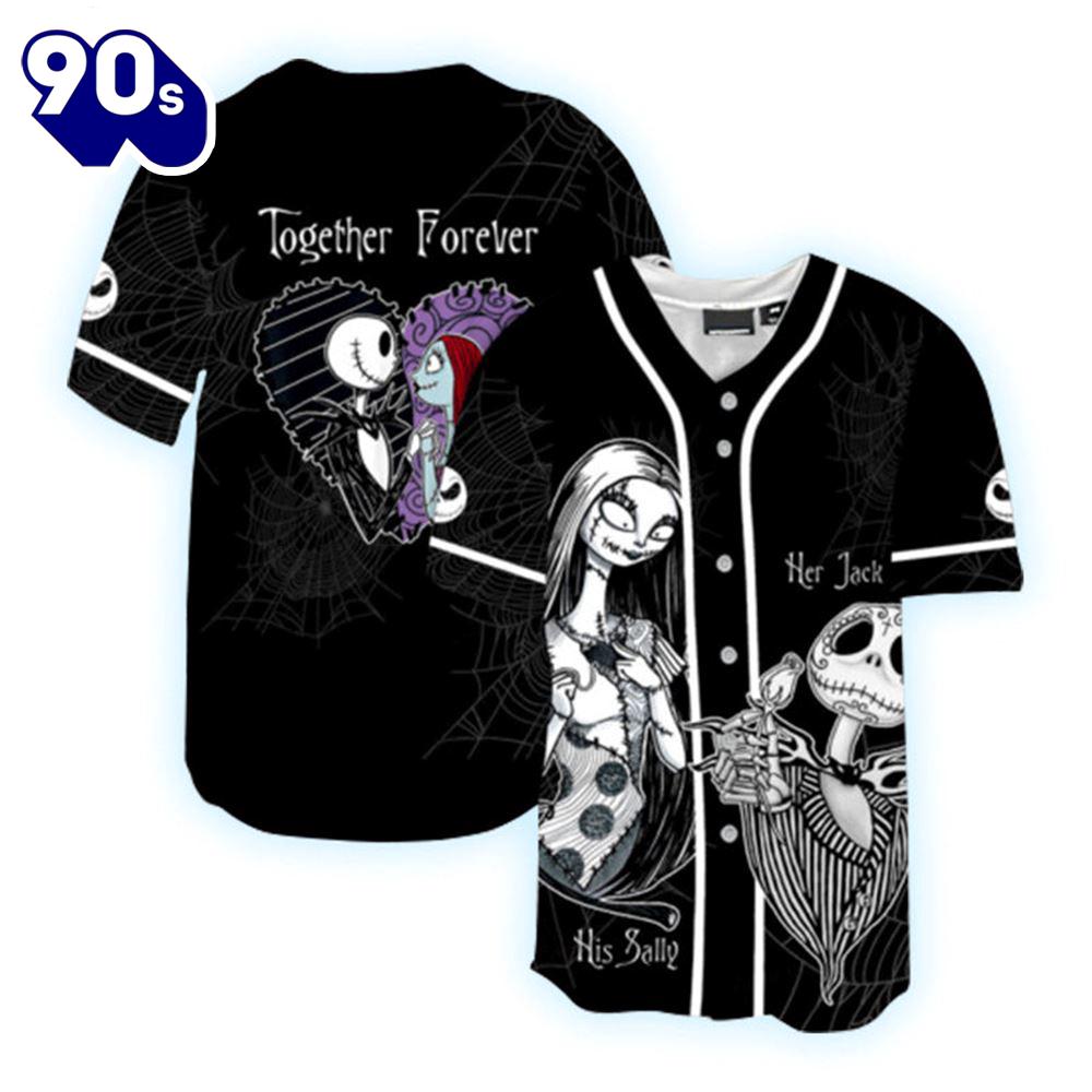 Jack Skellington And Sally Together Forever Baseball Jersey Gift For Fans Jack Skellington And Sally Together Forever Baseball Jersey Gift For Fans