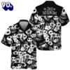 Jack Skellington Black White Floral Hawaiian Shirt Gift Xmas