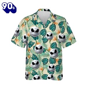Jack Skellington Faces Tropical Hawaiian Shirt Gift Xmas