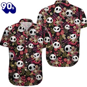 Jack Skellington Flower Hawaiian Shirt Gift Xmas
