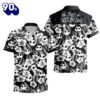 Jack Skellington Flower Tropical Black White Polo Shirt Gift Xmas