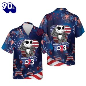 Jack Skellington Happy 4th Of July Hawaiian Shirt Gift Xmas