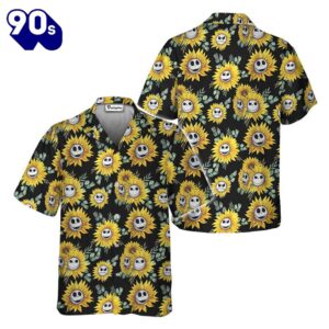 Jack Skellington Sunflower Hawaiian Shirt Gift Xmas