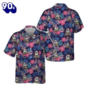 Jack Skellington Tropical Palm Hawaiian Shirt Gift Xmas