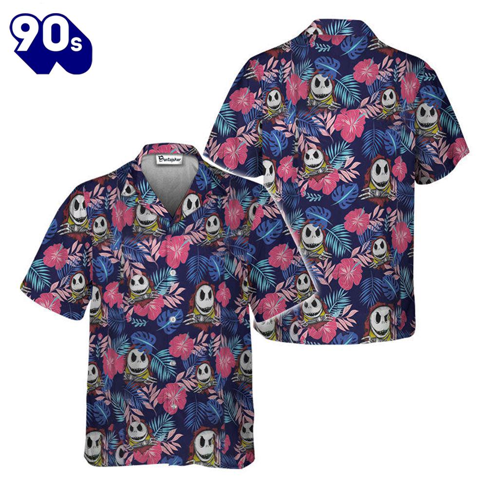 Jack Skellington Tropical Palm Hawaiian Shirt Gift Xmas Jack Skellington Tropical Palm Hawaiian Shirt Gift Xmas