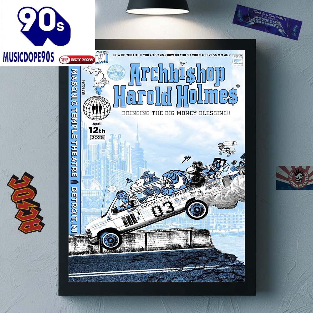 Jack White Masonic Temple Detroit Michigan 2025 Night 1 On April 12th 2025 Archbishop Harold Holmes Bring The Big Money Blessing Canvas Jack White Masonic Temple Detroit Michigan 2025 Night 1 On April 12th 2025 Archbishop Harold Holmes Bring The Big Money Blessing Canvas