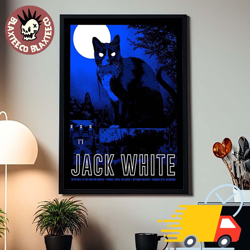 Jack White Poster For Tonight Show In Kansas City Missouri At Uptown Theater On April 4th 2025 The Cat I Think I Smell a Rat Canvas Jack White Poster For Tonight Show In Kansas City Missouri At Uptown Theater On April 4th 2025 The Cat I Think I Smell a Rat Canvas