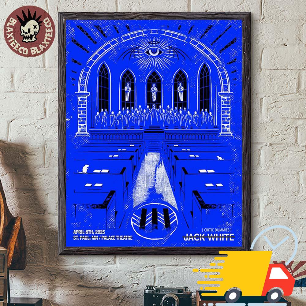 Jack White St Paul Minnesota Night 2 Poster At Palace Theatre On April 8 2025 With Critic Dummies Canvas Jack White St Paul Minnesota Night 2 Poster At Palace Theatre On April 8 2025 With Critic Dummies Canvas