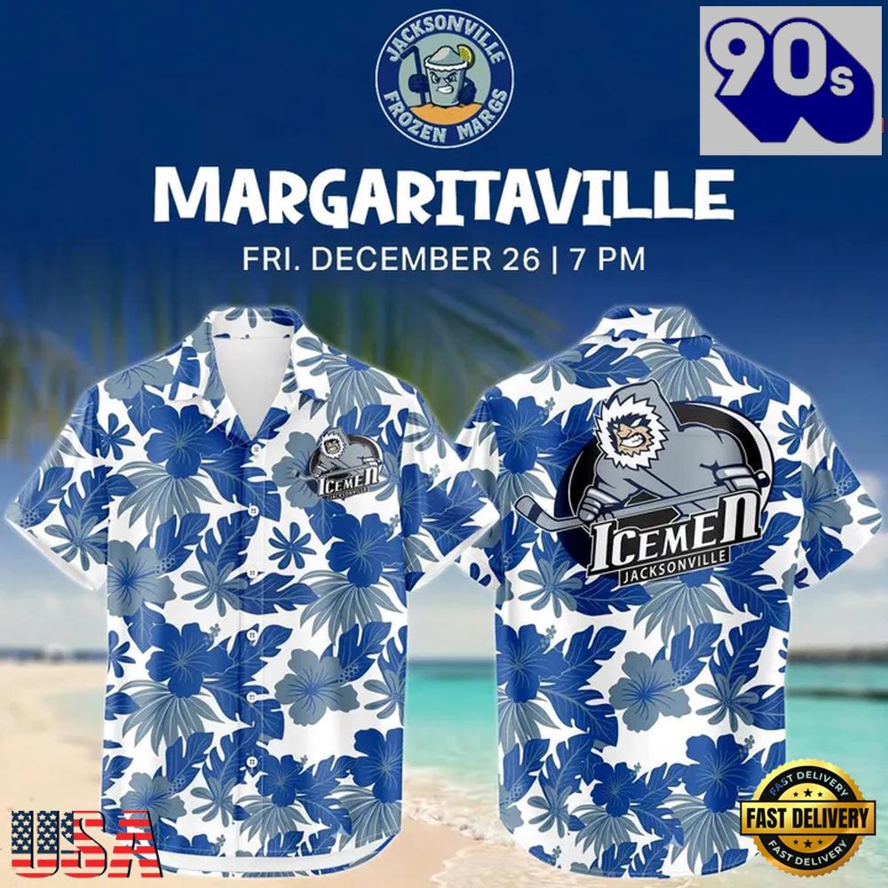 Jacksonville IceMen 2026 Margaritaville Night Aloha Hawaiian Shirt Jacksonville IceMen 2026 Margaritaville Night Aloha Hawaiian Shirt