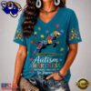 Jacksonville Jaguars NFL Different, Not Less Autism Awareness V neck T Shirt, NFL Fan V Neck Shirt