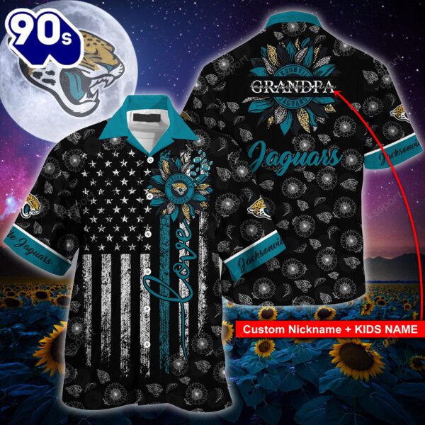 Jacksonville Jaguars NFL-Hawaii Shirt Sunflower Custom Your Nickname,Kids Name Best Gift For Mother Day,Father Day