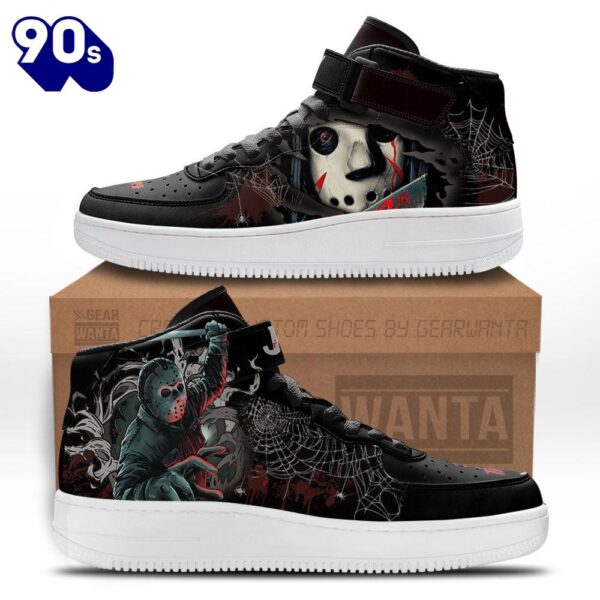 Jason Voorhees Shoes High Top Air Force Shoes Custom Sneakers For Horror Fans