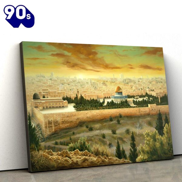 Jerusalem Of Gold Canvas Wall Art Jesus Christ Picture Canvas Christian Wall Art , Christian Gifts Christmas