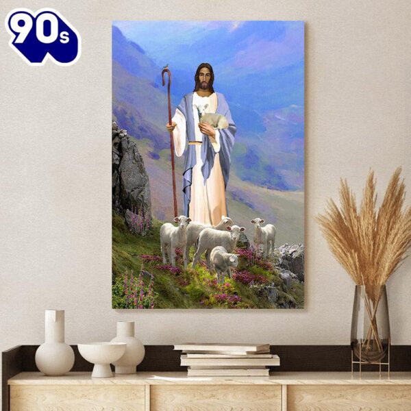 Jesuds Good Shepher Canvas Picture Jesus Christ Canvas Art Christian Wall Canvas , Christian Gifts Christmas