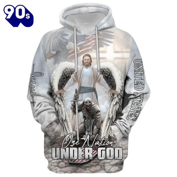 Jesus And Angel Warrior, One Nation Under God Hoodie For