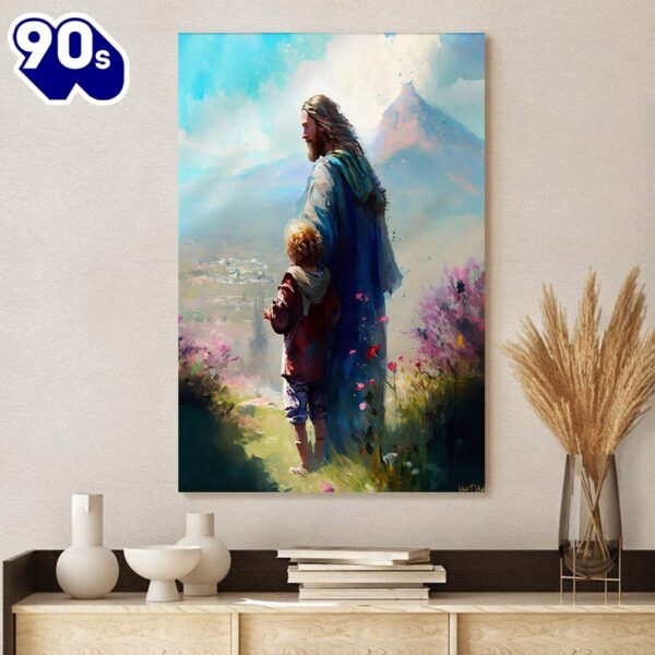 Jesus And Boy Jesus Canvas Art  , Christian Gifts Christmas