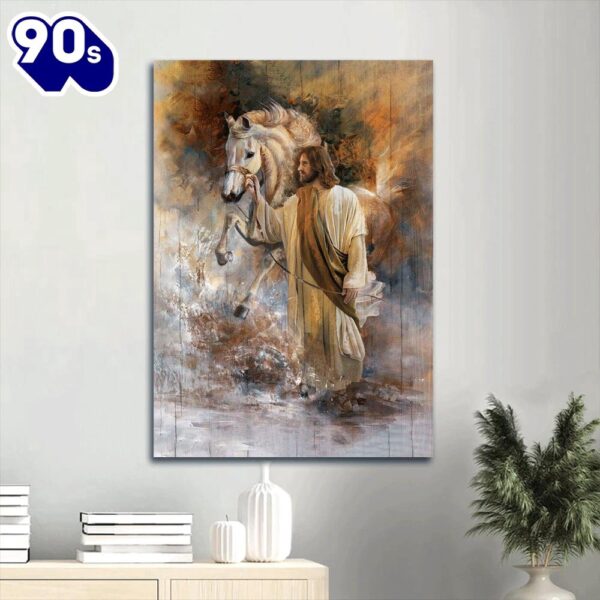 Jesus And Horse Canvas Wall Art – Christ Watercolor Painting – Gift For Christian  Gift For Christmas
