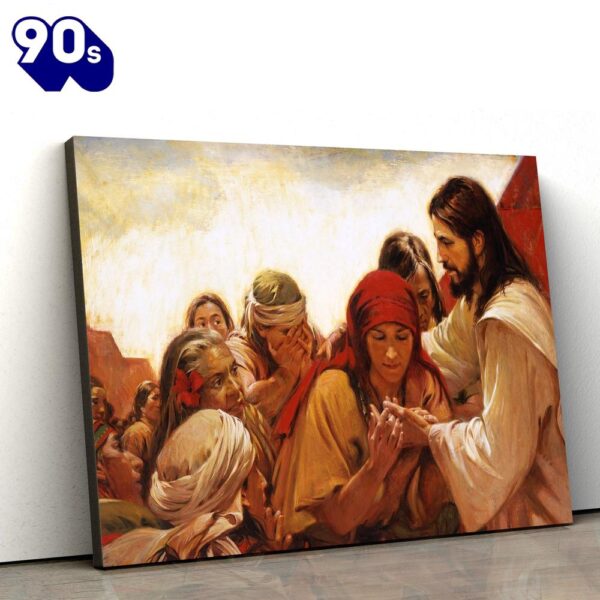 Jesus And Student Jesus Canvas Wall Art  , Christian Gifts Christmas