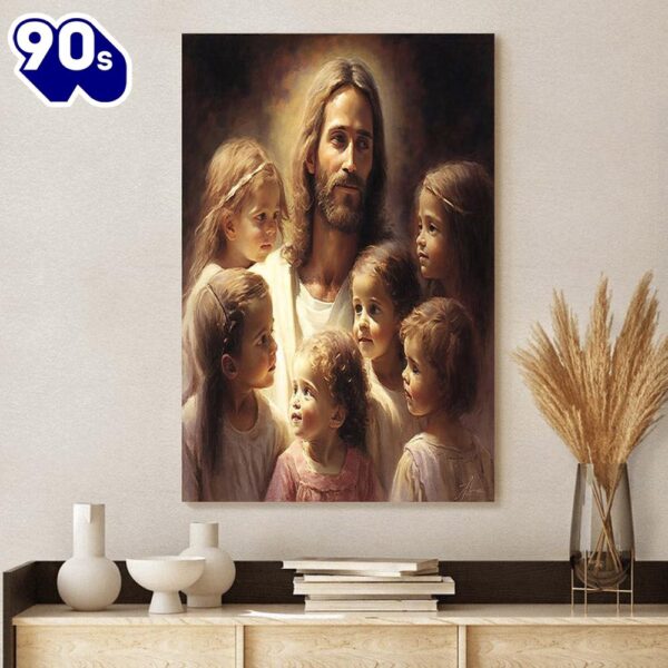 Jesus And The Children Jesus Canvas Art  , Christian Gifts Christmas