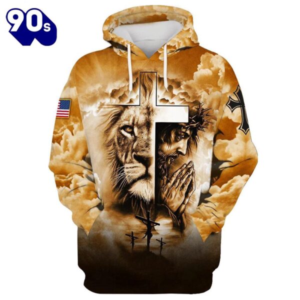 Jesus And The Cross Lion Of Judah Hoodie For