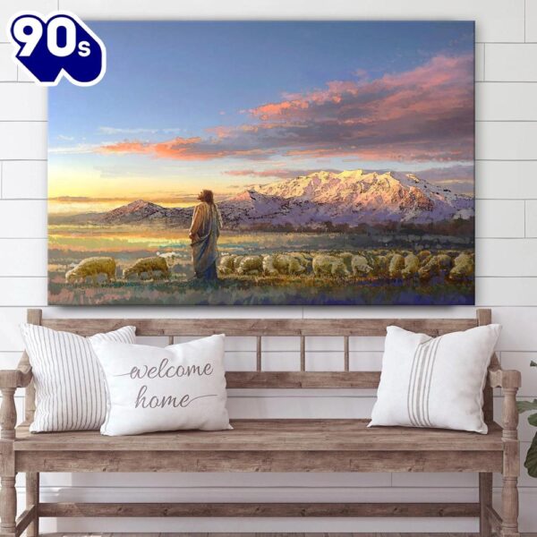 Jesus And The Lamb Picture – All His Majesty Canvas Wall Art – Christian Wall Decor  Gift For Christmas
