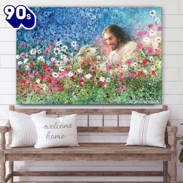 Jesus And The Lamb Picture I Will Never Forsake Thee Canvas Wall Art