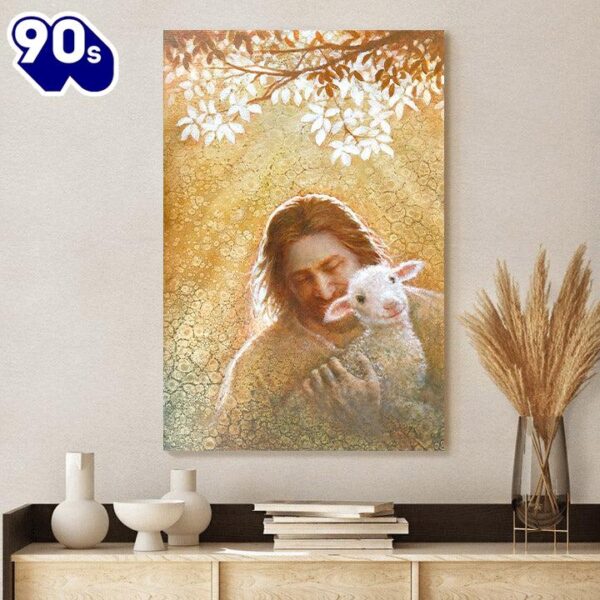 Jesus And The Lamb Picture In Gods Favor Portrait Canvas Wall Art