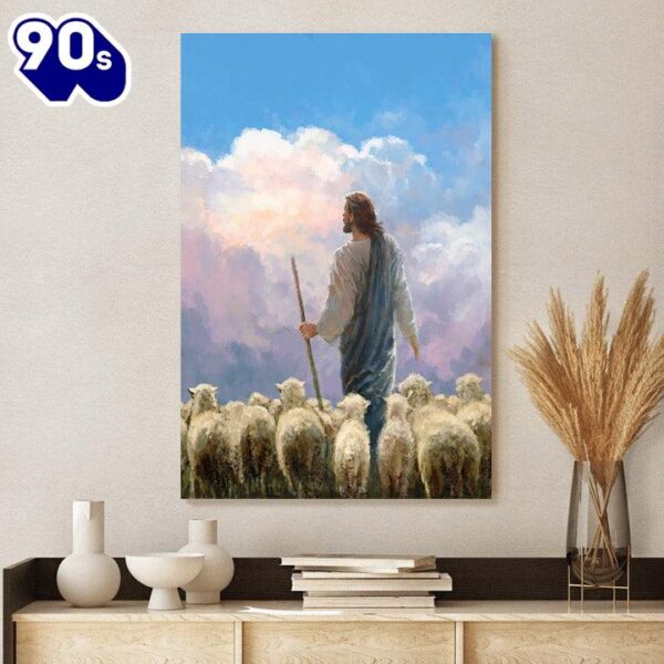 Jesus And The Lamb Picture In His Keeping Portrait Canvas Wall Art