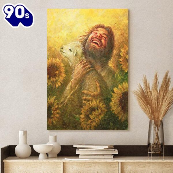 Jesus And The Lamb Picture Jesus And The Lamb Picture Seeds Of Joy Portrait Canvas Wall Art