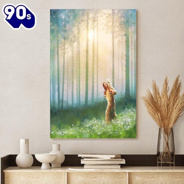 Jesus And The Lamb Picture Jesus And The Lamb Picture Upon His Shoulders Portrait Canvas Wall Art