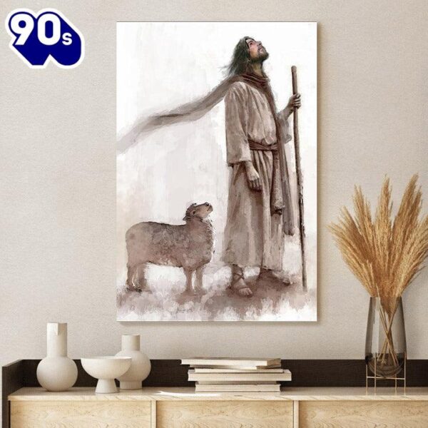 Jesus And The Lamb Picture Look To Him Portrait Canvas Wall Art