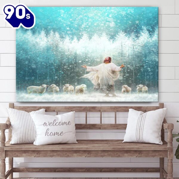 Jesus And The Lamb Picture Radiance Canvas Wall Art