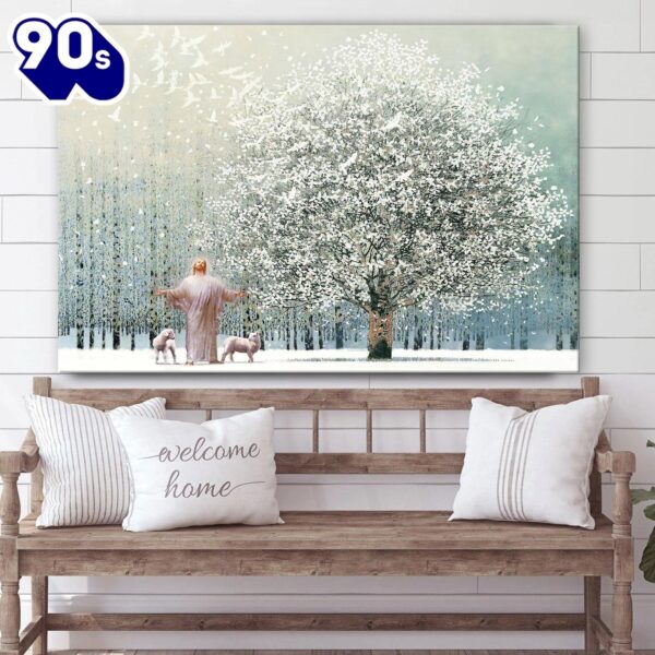 Jesus And The Lamb Picture Solitude Canvas Wall Art