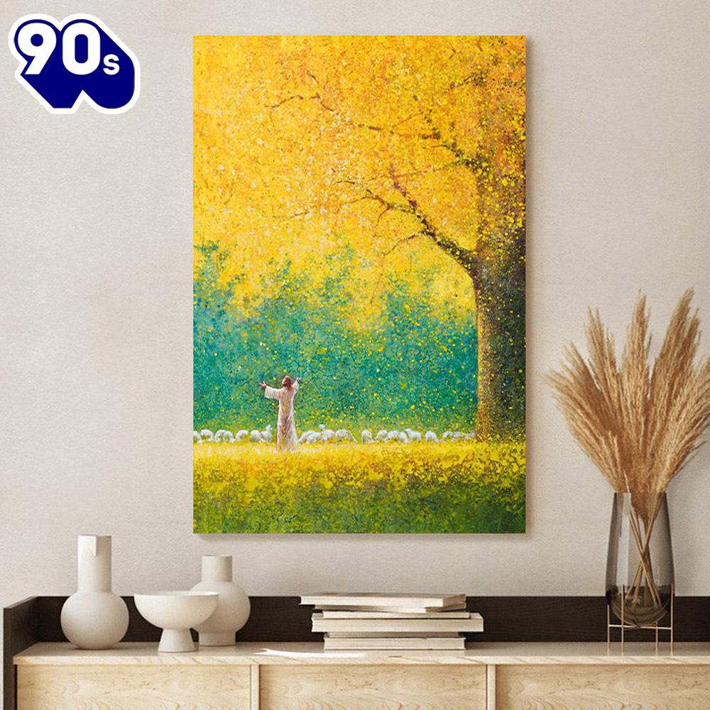 Jesus And The Lamb Picture - Sunshine In My Soul Portrait Canvas Wall Art - Christian Wall Decor Gift For Christmas Jesus And The Lamb Picture - Sunshine In My Soul Portrait Canvas Wall Art - Christian Wall Decor Gift For Christmas