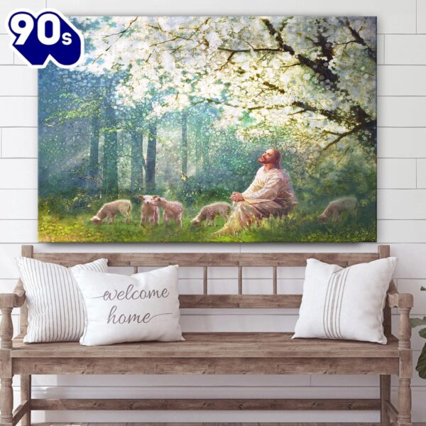 Jesus And The Lamb Picture Sweet Is The Work Canvas Wall Art