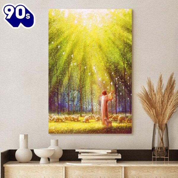 Jesus And The Lamb Picture The Light Of His Love Portrait Canvas Wall Art