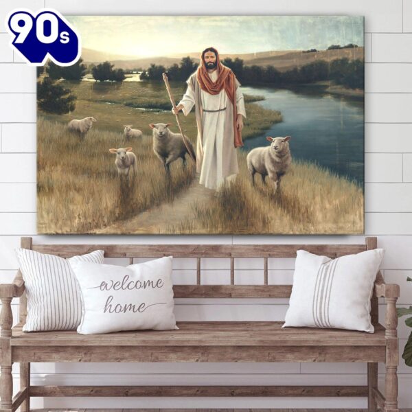 Jesus And The Lamb Picture The Rescue Canvas Wall Art