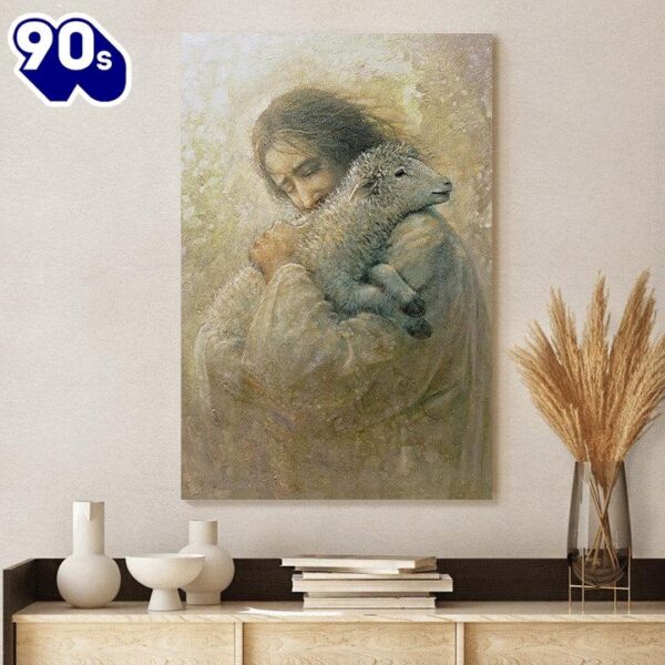 Jesus And The Lamb Picture The Shepherd’s Care Portrait Canvas Wall Art