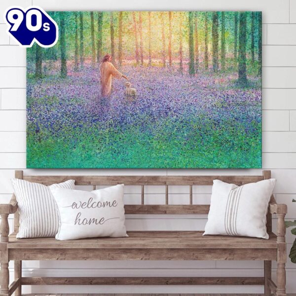 Jesus And The Lamb Picture Walk With Me Canvas Wall Art Christian Wall Decor , Christian Gifts Christmas