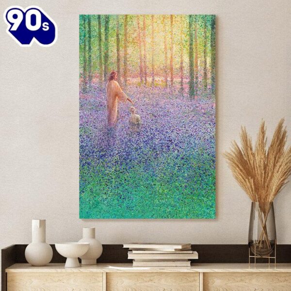Jesus And The Lamb Picture Walk With Me Portrait Canvas Wall Art