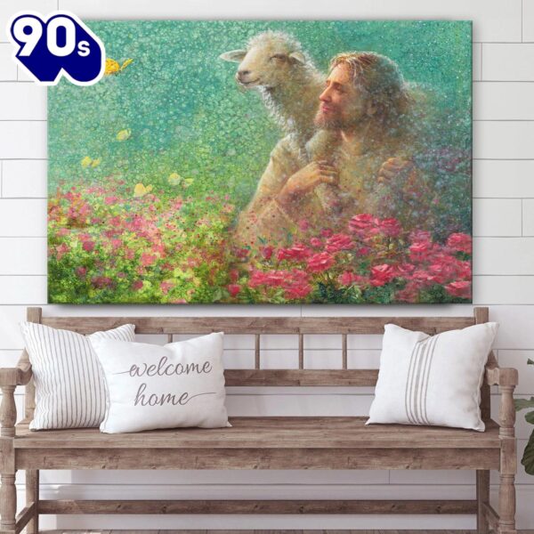 Jesus And The Lamb Picture With The Lord Canvas Wall Art