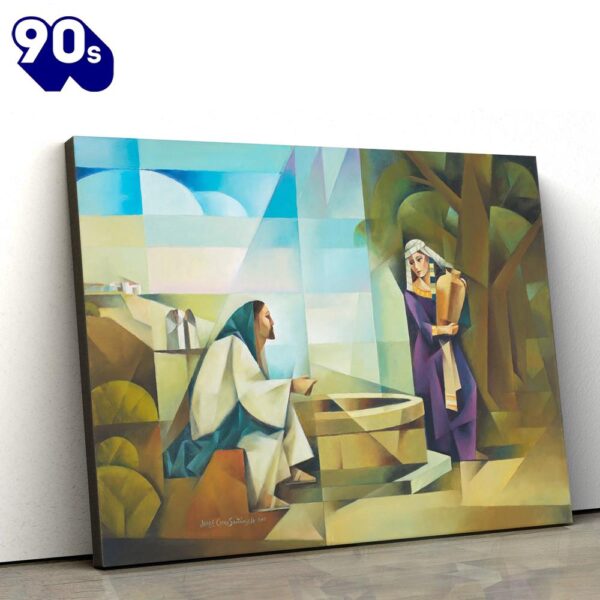 Jesus And The Samaritan Woman Canvas Wall Art Jesus Christ Picture Canvas Christian Wall Art , Christian Gifts Christmas