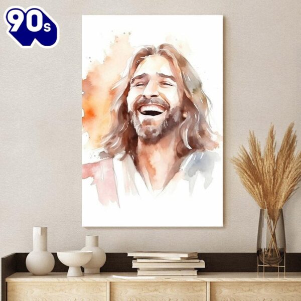 Jesus Art Christ Portrait Laughing Christ Painting Jesus Canvas Art Christian Wall Canvas , Christian Gifts Christmas